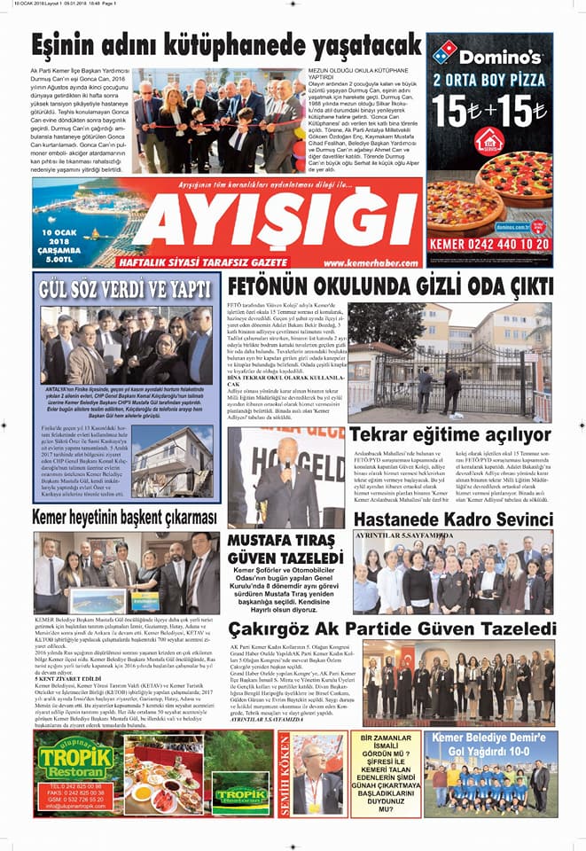 10/01/2018 Tarihli Ayışığı gazetesi