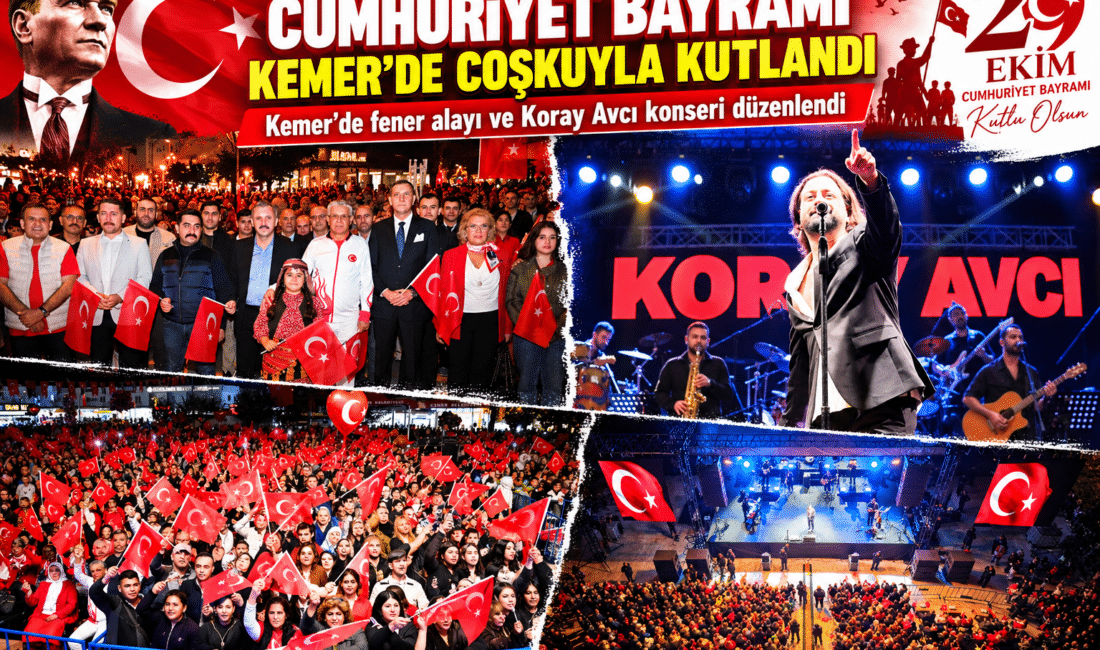 Cumhuriyet Bayramı Kemer’de coşkuyla kutlandı Cumhuriyet'in kuruluşunun 103. yıl dönümü kutlamaları kapsamında Kemer'de fener alayı