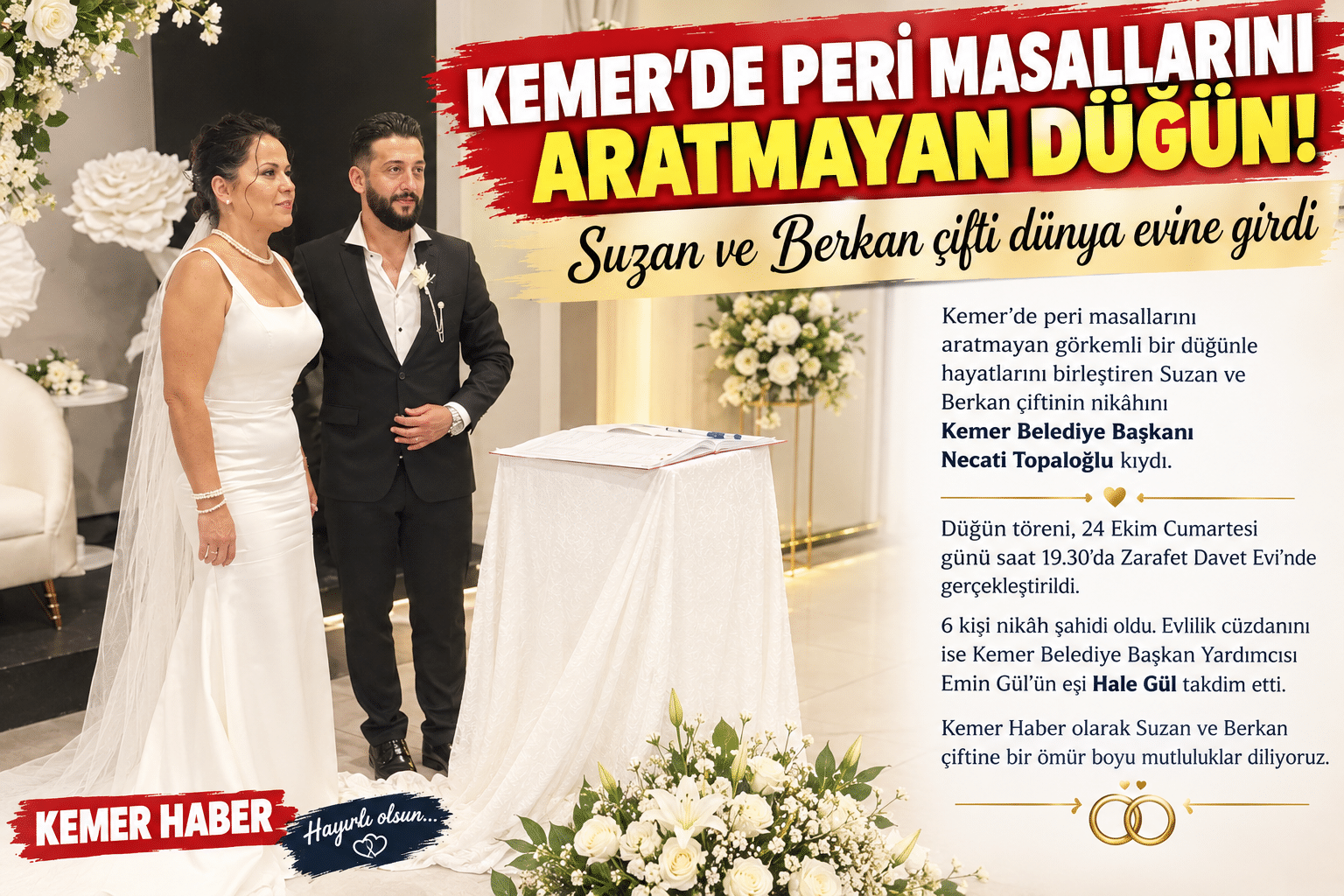 KEMER’DE PERİ MASALLARINI ARATMAYAN DÜĞÜN! Kemer’de Suzan ve Berkan çifti, peri masallarını aratmayan görkemli bir